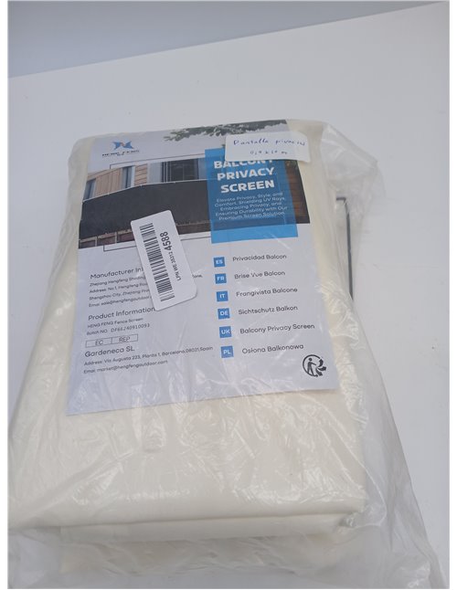 HENG FENG Pantalla Privacidad Balcón 0.9x10m, Protección UV, Lluvia y Viento, 160g/㎡ Tela PES, con Ataduras de Cable, Beige - Id