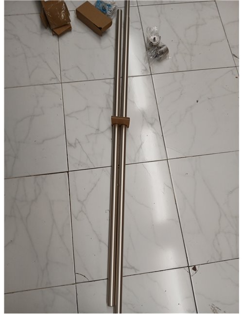 Amazon Basics Barra de Cortina Extensible con remates de capuchón, diámetro 19 mm, de 183 a 366 cm, Color níquel