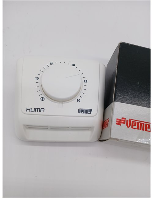 VEMER VE019600 KLIMA 3 – Termostato Mecánico de Ambiente a Membrana de Gas para Calefacción y Aire Acondicionado, Blanco