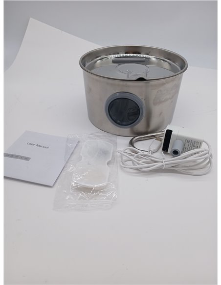 Fuente para Gatos Acero Inoxidable: Bebedero Gatos Automatico - 2.2L Fuente Gato Silencioso - Fuentes de Agua para Gato con 1 Fi