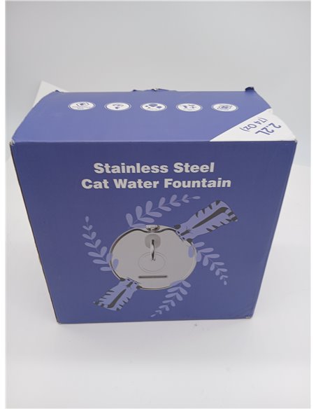 Fuente para Gatos Acero Inoxidable: Bebedero Gatos Automatico - 2.2L Fuente Gato Silencioso - Fuentes de Agua para Gato con 1 Fi