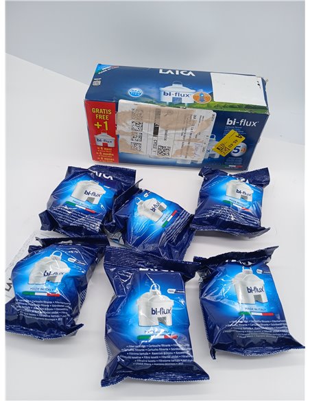 LAICA Filtros de Agua bi-flux (Pack 6) – Conserva Sales Minerales Esenciales, Reduce la Cal, Cloro y Metales Pesados – Compatibl