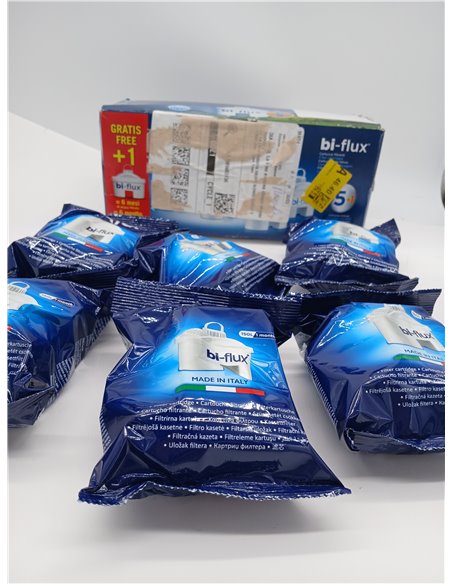 LAICA Filtros de Agua bi-flux (Pack 6) – Conserva Sales Minerales Esenciales, Reduce la Cal, Cloro y Metales Pesados – Compatibl