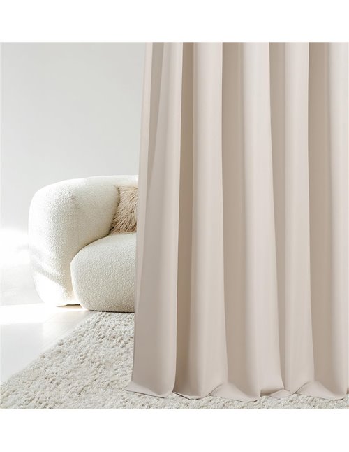 room99 Cortina Aura 180 x 260 cm con Ojales Plateados, Color Beige Claro, Tela Mate, fácil Montaje y Mantenimiento