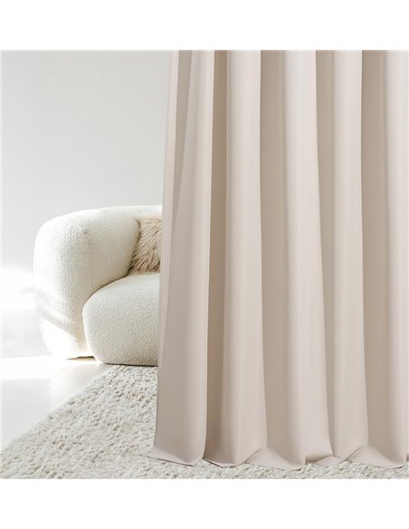 room99 Cortina Aura 180 x 260 cm con Ojales Plateados, Color Beige Claro, Tela Mate, fácil Montaje y Mantenimiento