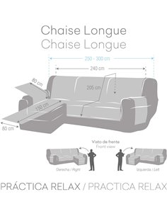 EYSA Bianco Funda de sofá Antideslizante Chaise Longue Derecha C/04 2