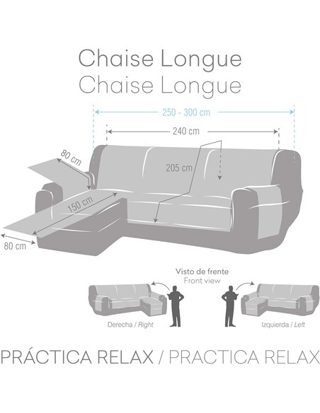 EYSA Bianco Funda de sofá Antideslizante Chaise Longue Derecha C/04, Vista Frontal