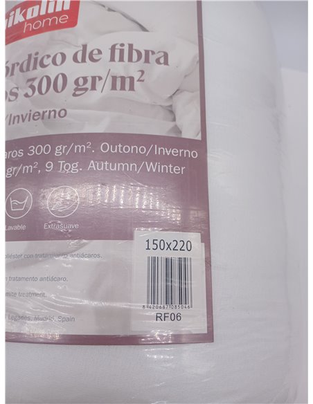 PIKOLIN Home - Edredón Nórdico Otoño-Invierno 300gr, Fibra Ecolofil Tacto Plumón, Relleno para Cama 90 (150x220 cm)