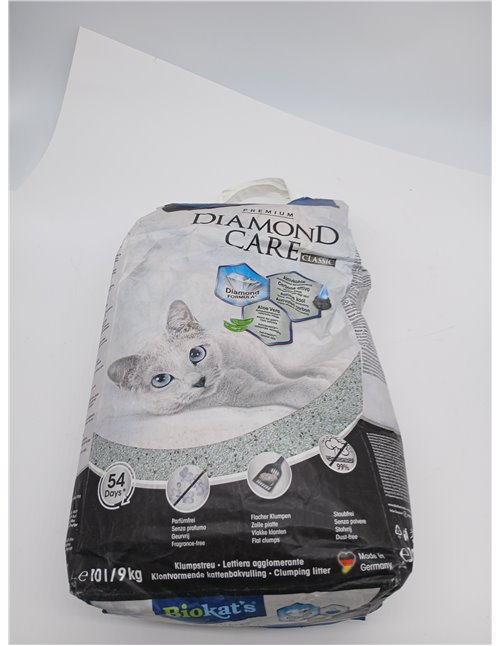 Biokat's Diamond Care Classic, para gatos, sin fragancia - Arena fina con carbón activo y aloe vera 1 saco (1 x 10 l)