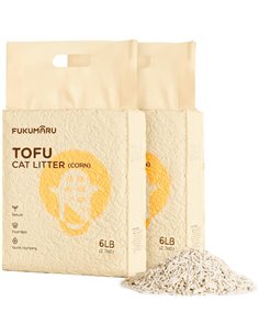 FUKUMARU Arena de Tofu para Gatos 5.4kg - Arena aglomerante para Gatos, Mezcla de pellets de maíz, Libre de Polvo y fácil de agl
