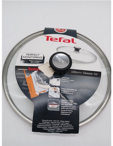 Tefal 28097712 Tapa de Vidrio Compatible, Salida de Vapor, 28 cm - Transparente