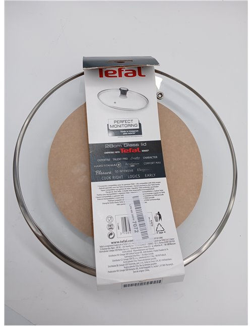Tefal 28097712 Tapa de Vidrio Compatible, Salida de Vapor, 28 cm - Transparente