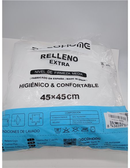 Relleno de Cojín de Fibra Hueca Siliconada de Alta Recuperación, Indeformable, Suave, Mullido, Antialérgico, Antipolillas, Cojín