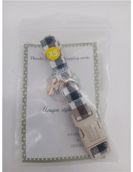 Unique style paws Collar para perro con cierre rápido de algodón marrón a cuadros regalo duradero bonito collar para perros pequ