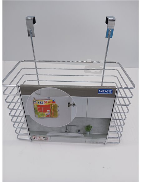 WENKO Cesto para colgar, formato grande, Metal cromado, 24 x 24.5 x 15 cm, Cromo