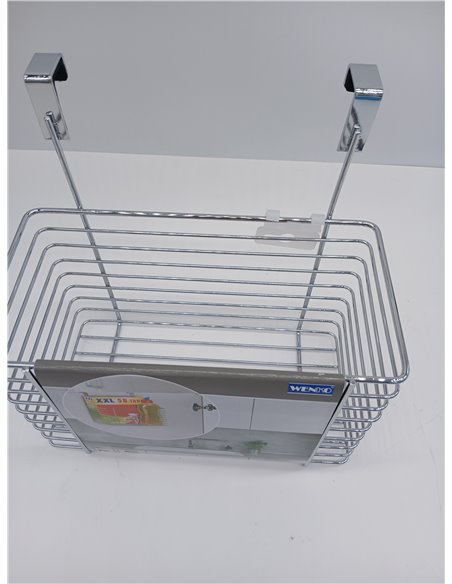 WENKO Cesto para colgar, formato grande, Metal cromado, 24 x 24.5 x 15 cm, Cromo