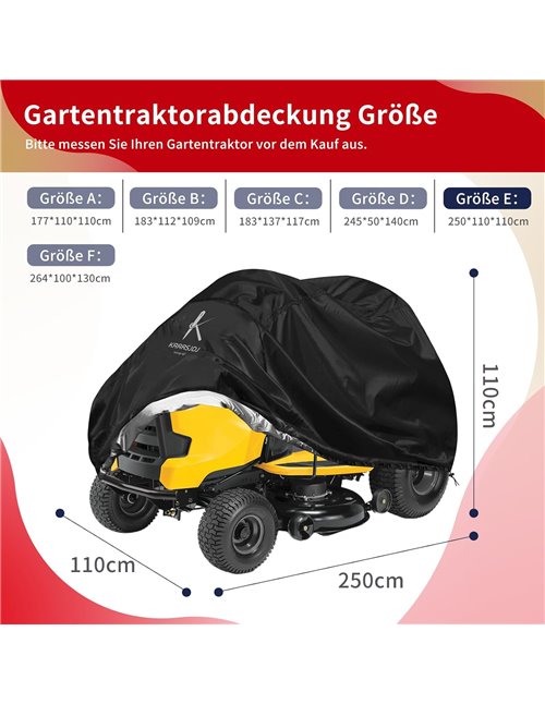 Funda para Tractor Cortacsped Impermeable,Cubierta Protectora Tractor de Jardín Anti Viento,Cover Tractor Cortacsped con Cordón,