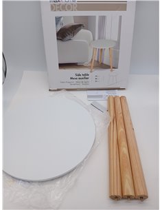 AKTIVE MAX Home Mesa Auxiliar Redonda 35x40 cm, Peso máximo 5 kg, Mesas de Centro, Blanca, Patas Madera Efecto Natural, Diseño M 2