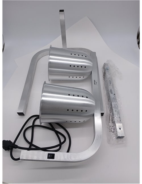Lacor - 69061 - Lámpara Calentamiento Infrarojos Doble, Mantiene calientes los platos, cubetas, Altura regulable entre 39 y 53 c
