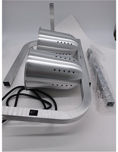 Lacor - 69061 - Lámpara Calentamiento Infrarojos Doble, Mantiene calientes los platos, cubetas, Altura regulable entre 39 y 53 c
