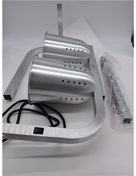 Lacor - 69061 - Lámpara Calentamiento Infrarojos Doble, Mantiene calientes los platos, cubetas, Altura regulable entre 39 y 53 c