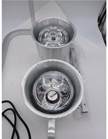 Lacor - 69061 - Lámpara Calentamiento Infrarojos Doble, Mantiene calientes los platos, cubetas, Altura regulable entre 39 y 53 c