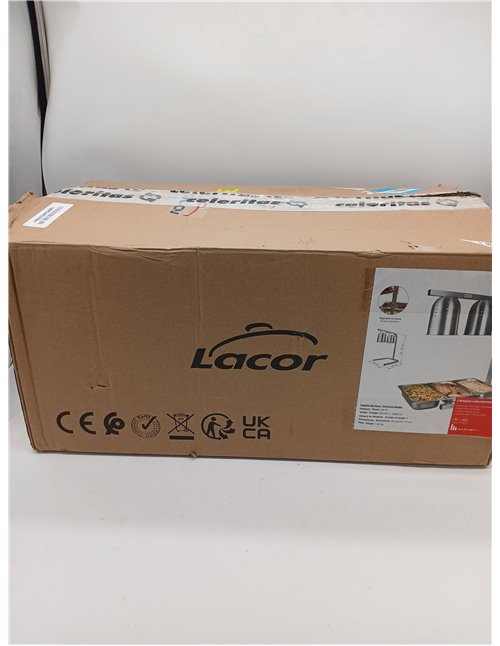 Lacor - 69061 - Lámpara Calentamiento Infrarojos Doble, Mantiene calientes los platos, cubetas, Altura regulable entre 39 y 53 c