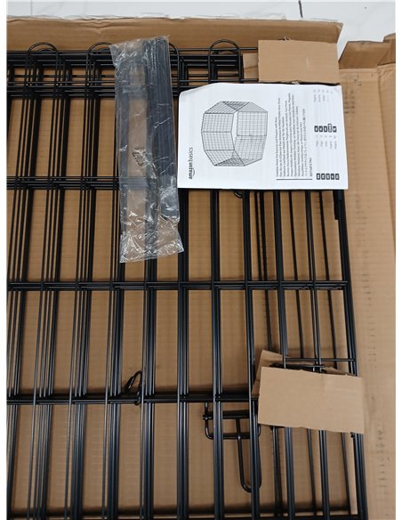 Amazon Basics Parque de metal plegable para perros y mascotas de 91 cm, con puerta Negro Octogonal