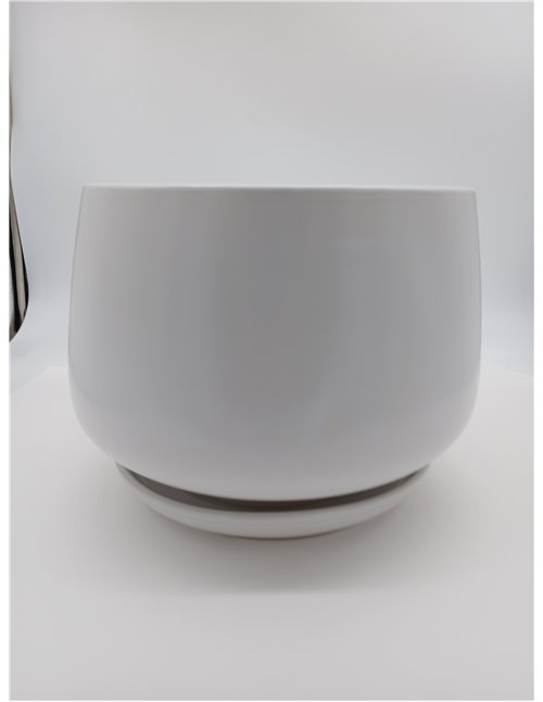 LE TAUCI Maceta de Cerámica Esmaltada, Maceta de 30 cm con Orificio de Drenaje y Plato, Maceta de Interior Duradera para Decorac