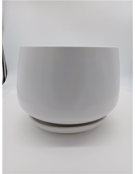 LE TAUCI Maceta de Cerámica Esmaltada, Maceta de 30 cm con Orificio de Drenaje y Plato, Maceta de Interior Duradera para Decorac