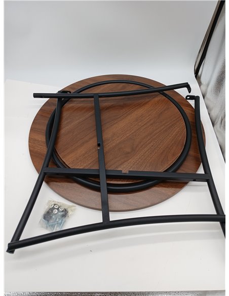 Relaxdays Mesa Centro Redonda, 2 estantes, Efecto Madera y Metal, 55x55x55 cm, marrón/Negro