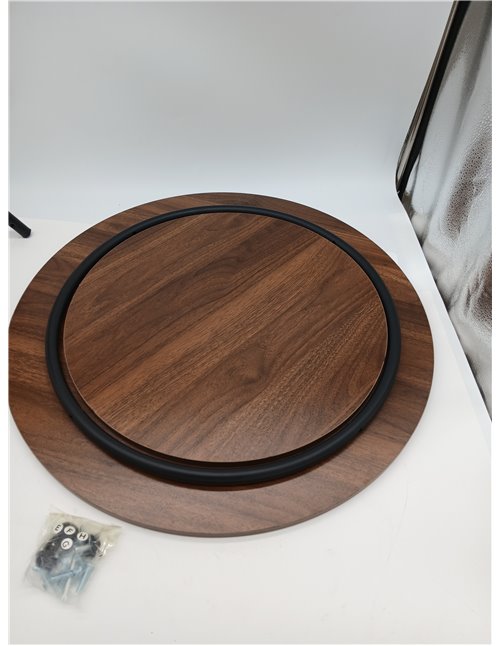 Relaxdays Mesa Centro Redonda, 2 estantes, Efecto Madera y Metal, 55x55x55 cm, marrón/Negro