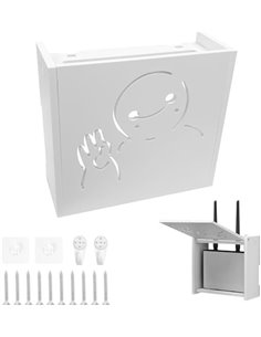 Caja Router, Caja Router Pared, Router Rack 22 * 20 * 8.5 CM, Soporte Router Pared para Ocultar Cables Y Tomas de Router Blanco
