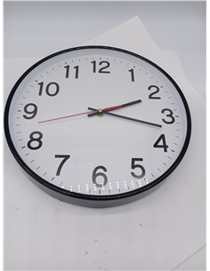 Officer Products Plastic Wall Clock, 34 cm, Black, Arabic Numerals, Wall Clock, Quartz, Silent for School, Office, Living Room,  2