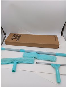 edihome, Telescopic Extendable Glass Cleaner with Length up to 160 cm, Glass Cleaner with 2 Heads, Silicone Squeegee for Windows 2