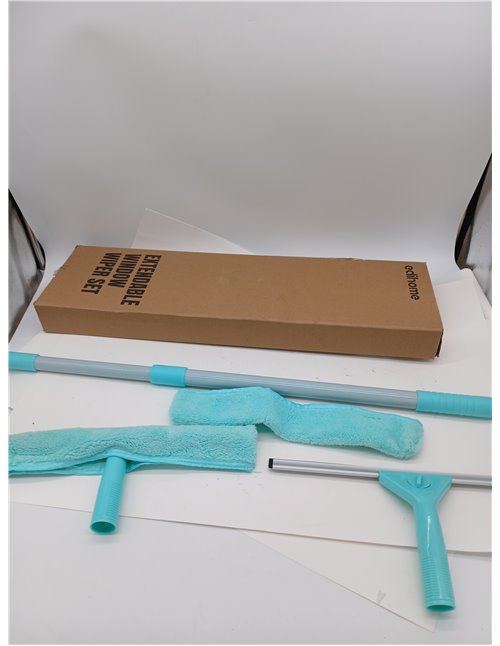 edihome, Telescopic Extendable Glass Cleaner with Length up to 160 cm, Glass Cleaner with 2 Heads, Silicone Squeegee for Windows