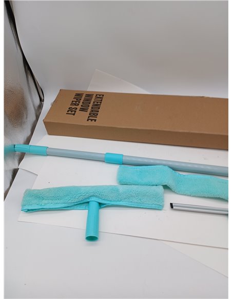 edihome, Telescopic Extendable Glass Cleaner with Length up to 160 cm, Glass Cleaner with 2 Heads, Silicone Squeegee for Windows