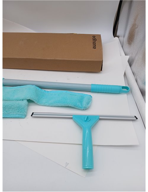 edihome, Telescopic Extendable Glass Cleaner with Length up to 160 cm, Glass Cleaner with 2 Heads, Silicone Squeegee for Windows