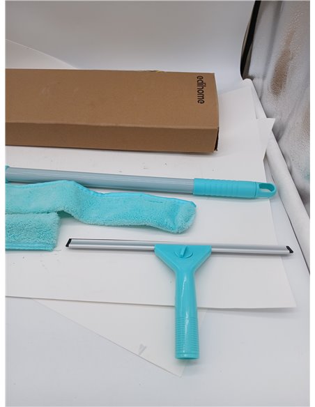 edihome, Telescopic Extendable Glass Cleaner with Length up to 160 cm, Glass Cleaner with 2 Heads, Silicone Squeegee for Windows