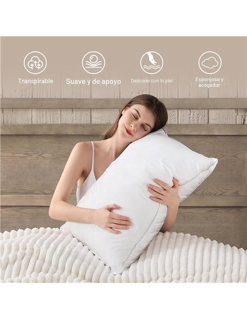 Almohada de Plumas Deodar 50x70, Almohada de Dormir de Lujo de Plumas de Oca, Funda 100% Algodón Orgánico, Lavable, Certificado 