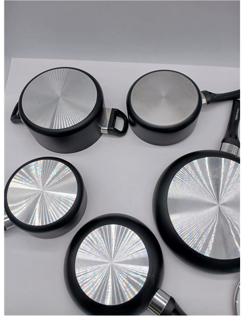 Amazon Basics Nonstick Cookware Set, 8 Piece (5 Pots + 3 Lids), Black