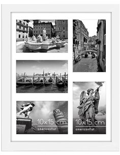 Americanflat Collage de Marco de Fotos 10x15 cm en Blanco - Portafotos Multiple 28x36 cm para 5 Fotos 10x15 cm en Pared - MDF co