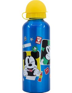 Stor Botella infantil de aluminio de 530 ml con estampado de Mickey Mouse de Disney, con tapa de seguridad desenroscada y boquil