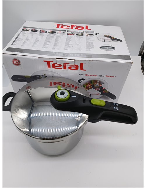 Tefal Secure 5 Neo - Olla a presión de 6L + Cestillo, Ahorro energético hasta 50%, cocción a presión, 2 programas, sistema segur