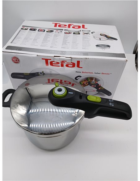 Tefal Secure 5 Neo - Olla a presión de 6L + Cestillo, Ahorro energético hasta 50%, cocción a presión, 2 programas, sistema segur