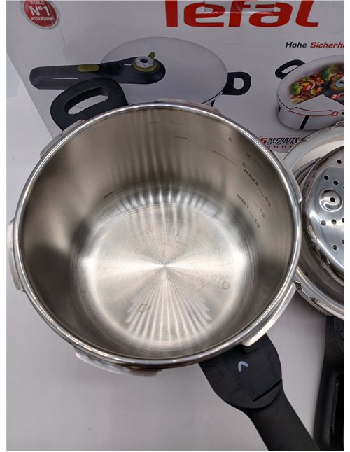Tefal Secure 5 Neo - Olla a presión de 6L + Cestillo, Ahorro energético hasta 50%, cocción a presión, 2 programas, sistema segur