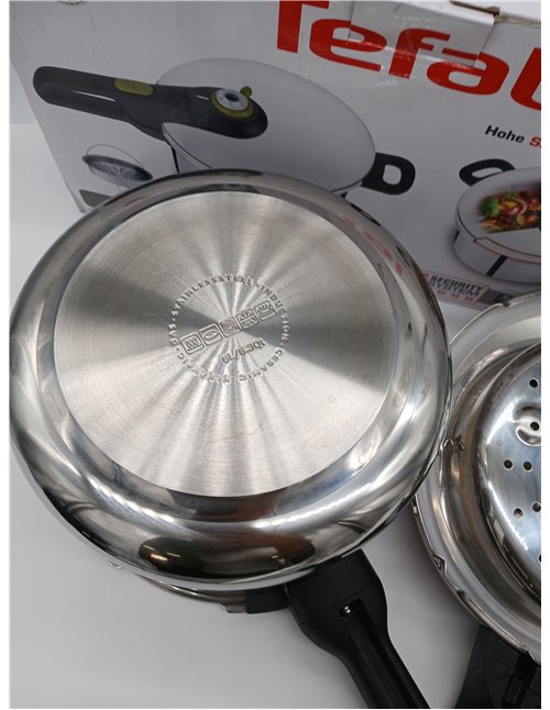 Tefal Secure 5 Neo - Olla a presión de 6L + Cestillo, Ahorro energético hasta 50%, cocción a presión, 2 programas, sistema segur
