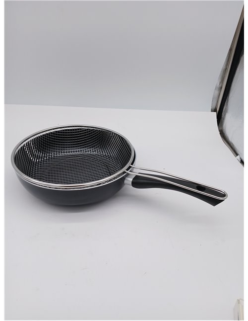 IBILI - Sarten freidora con cestillo indubasic, 26 cms, Aluminio, Antiadherente, Apto para induccion