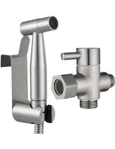Tecmolog Set de Ducha WC Acero Inoxidable Grifo Bidet con Válvula de 3 Vías (3/8"-12/17 mm) y Soporte, Mano Grifos de Bidé Shatt