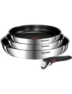 Tefal Ingenio Emotion - Juego de 3 Sartenes 22/24/28 cm + Mango extraíble, Apto inducción, antiadherentes, revestimiento titanio